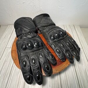 Bilt BLG 50 Mens Black Leather Hard Knuckle Armor Motorcycle Gauntlet Gloves M